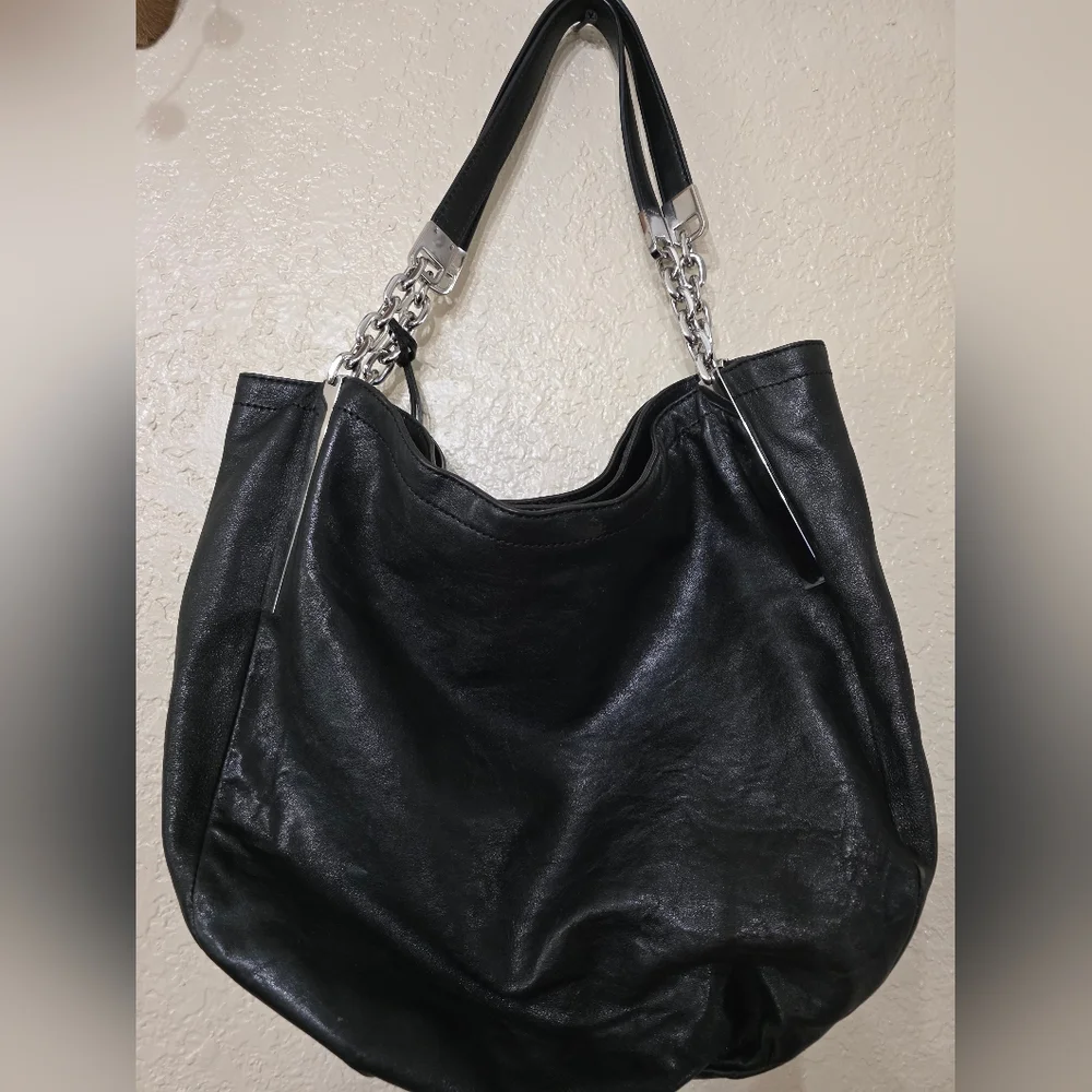 Michael Kors Black Shoulder Bag with Silver Accents - Picture 4 of 11